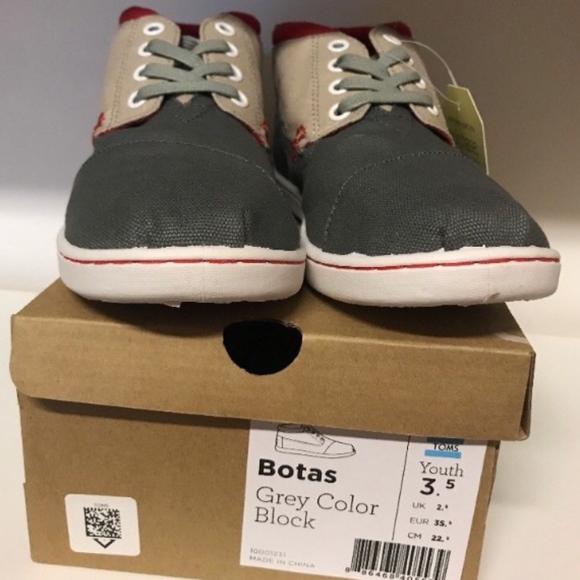 Tom's Youth Grey Color Block Botas Size 3.5 NIB - Picture 3 of 5
